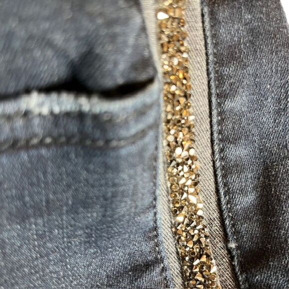 Sneak peek Women's Gold Stone Embellished Jeans Mid Rise Skinny Size 27 - Picture 12 of 13